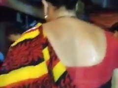 Sweaty sexy back of indian bhabhi in market close view 2